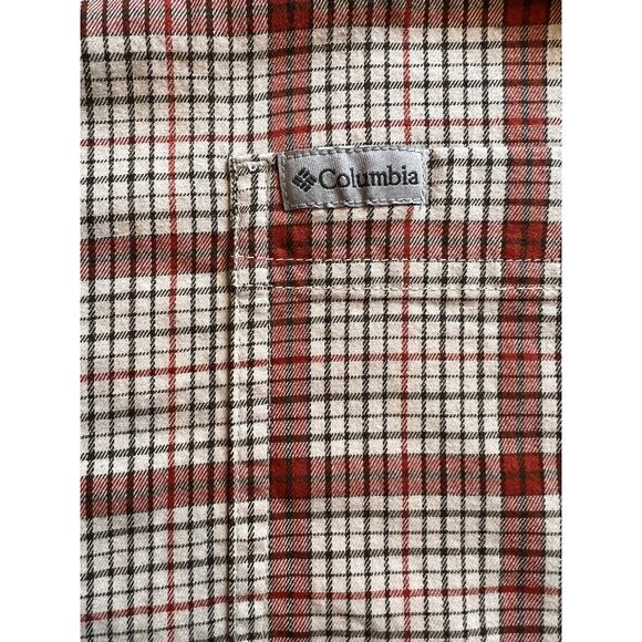 Columbia Sportswear Light Red TanPlaid Flannel Button Up Long Sleeve Shirt SzXXL - Picture 4 of 9